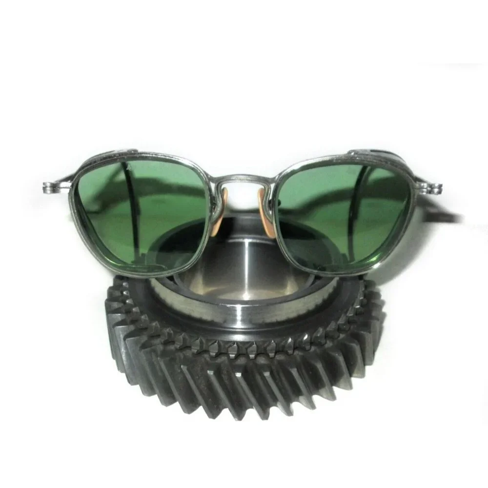 Antique American Optical Square Green Goggles Sunglasses Vtg AO Safety Glasses